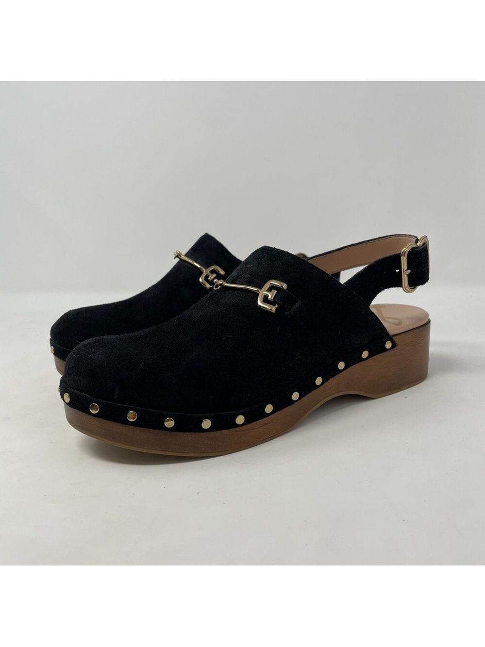 Sam Edelman Hilda Suede Studded Bit Buckle Platform Clogs - NWT - Picture 9 of 12